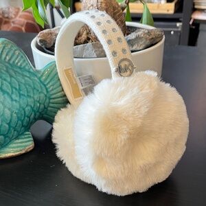 Michael Kors Cream Faux-Fur Ear Muffs with Studded Headband